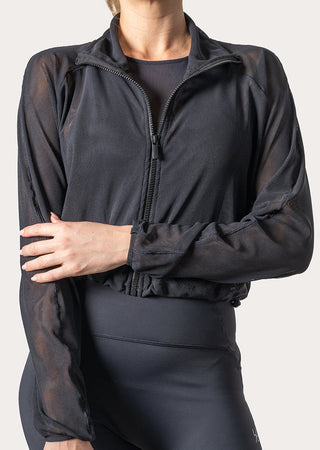 Women's Mesh Zip Through Jacket Black