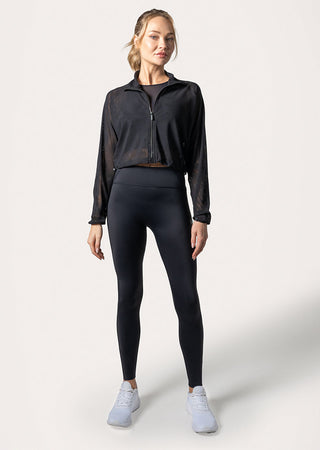 Women's Mesh Zip Through Jacket Black