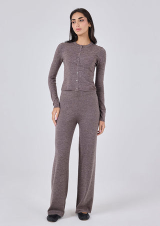 LC Blend Button Cardigan Women Merino Wool Blend Button Cardigan Taupe Marl