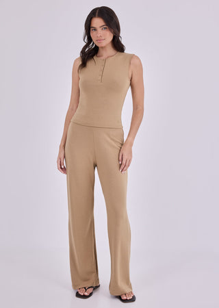 LC Blouses Women's Button Up Top Camel