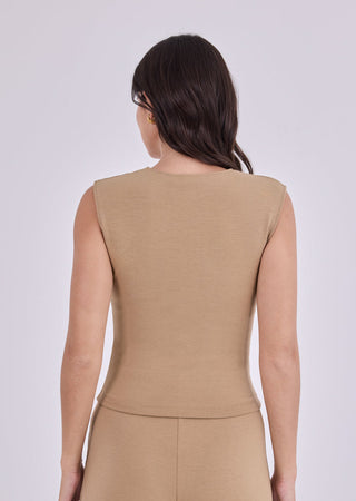 LC Blouses Women's Button Up Top Camel