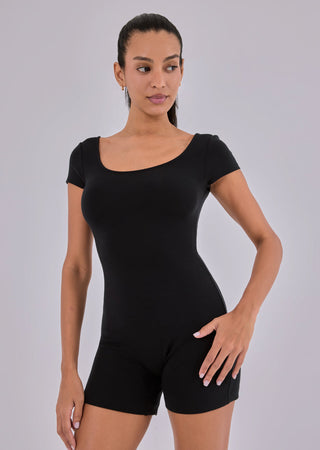 Women's Cap Sleeve Onesie Black