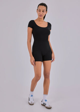 Women's Cap Sleeve Onesie Black