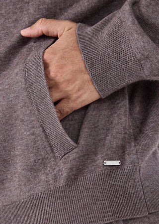 LC Hoody Mens Merino Wool Hoodie Taupe Marl