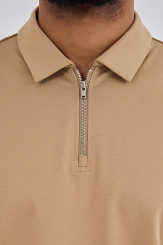 LC Jacket Men's Half Zip Polo Camel