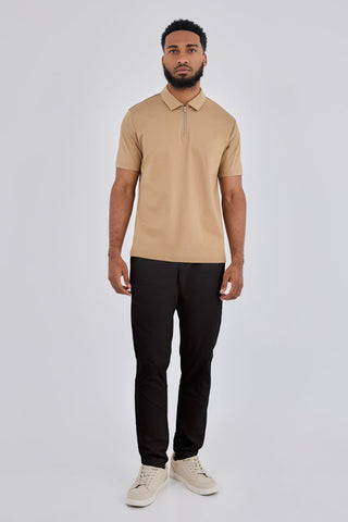 LC Jacket Men's Half Zip Polo Camel