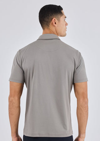 Men's Half Zip Polo Pebble Grey
