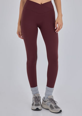 LC Legging Women's Wrap Waist Legging Full Length Dark Burgundy