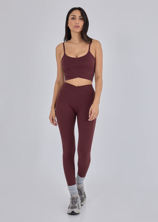 LC Legging Women's Wrap Waist Legging Full Length Dark Burgundy