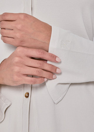 LC Long Sleeve Top Airjet Rib Longline Cardigan Bone