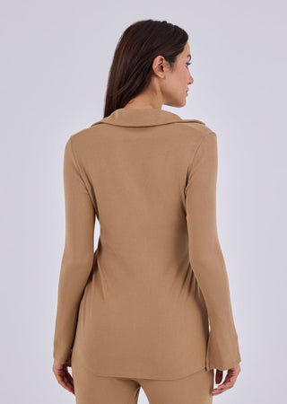 LC Long Sleeve Top Women's Longline Cardigan Camel