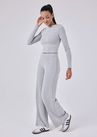 LC Pant Effortless Wide Leg Pant Grey Marl