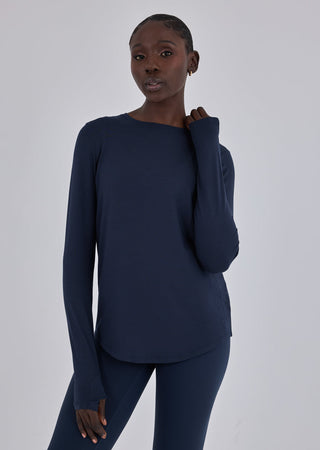 LC Relaxed Long Sleeve Women’s Aloe Relaxed Long Sleeve Top Dark Navy