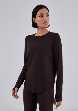 Women’s Relaxed Long-Sleeve Top Dark Cocoa