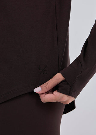 Women’s Relaxed Long-Sleeve Top Dark Cocoa