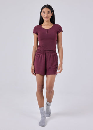 LC Short Women's Sleep Short Dark Burgundy