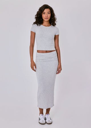 LC Skirt Airjet Rib Fold Waist Skirt Grey Marl