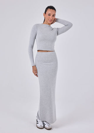 LC Slash Neck Top Effortless Slash Neck Top Grey Marl