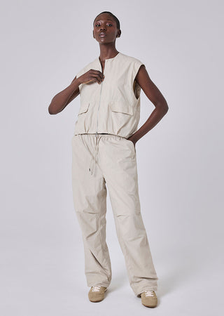 LC Sleeveless Bomber Jacket Womens Ripstop Sleeveless Bomber Jacket Stone