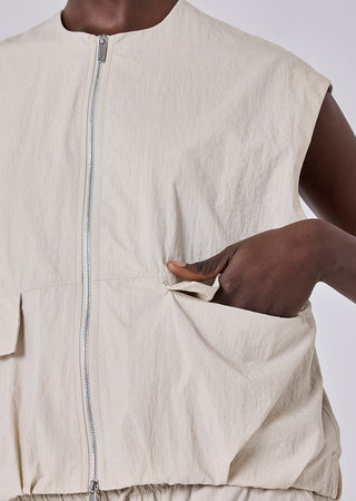 LC Sleeveless Bomber Jacket Womens Ripstop Sleeveless Bomber Jacket Stone