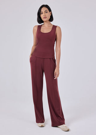 LC Straight Leg Pant Short length Women's Straight Leg Pant Short Length Dark Burgundy