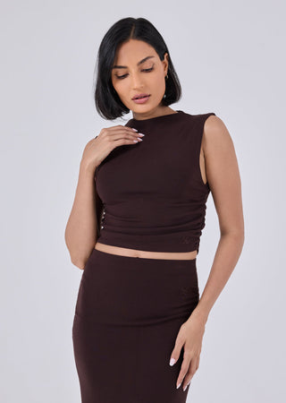 Women's Ruched Top Dark Cocoa