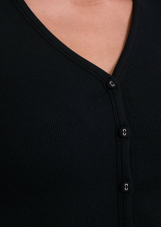 LC V- Neck Cardigan Women's Airjet Rib V- Neck Cardigan Black