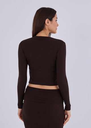 Women's V-Neck Cardigan Dark Cocoa