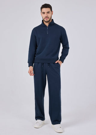 Unisex Oversized 1/2 Zip Sweater Navy Pewter