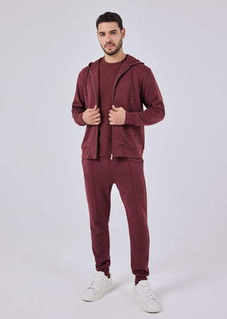 LC Zip Up Mens All Around Lounge Zip Up Hoodie Dark Burgundy